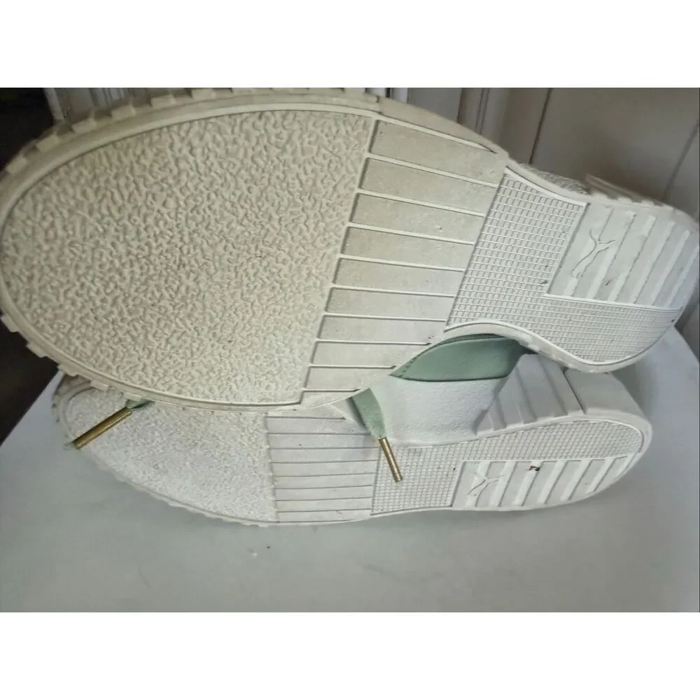 PUMA Women's Cali Emboss Leather Street Sneakers Shoes Smoke Green Size 9